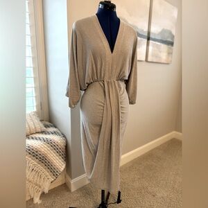 Ciara Ruched Midi Dress Champagne Shimmer – Baltic Born. New With Tags. Small.